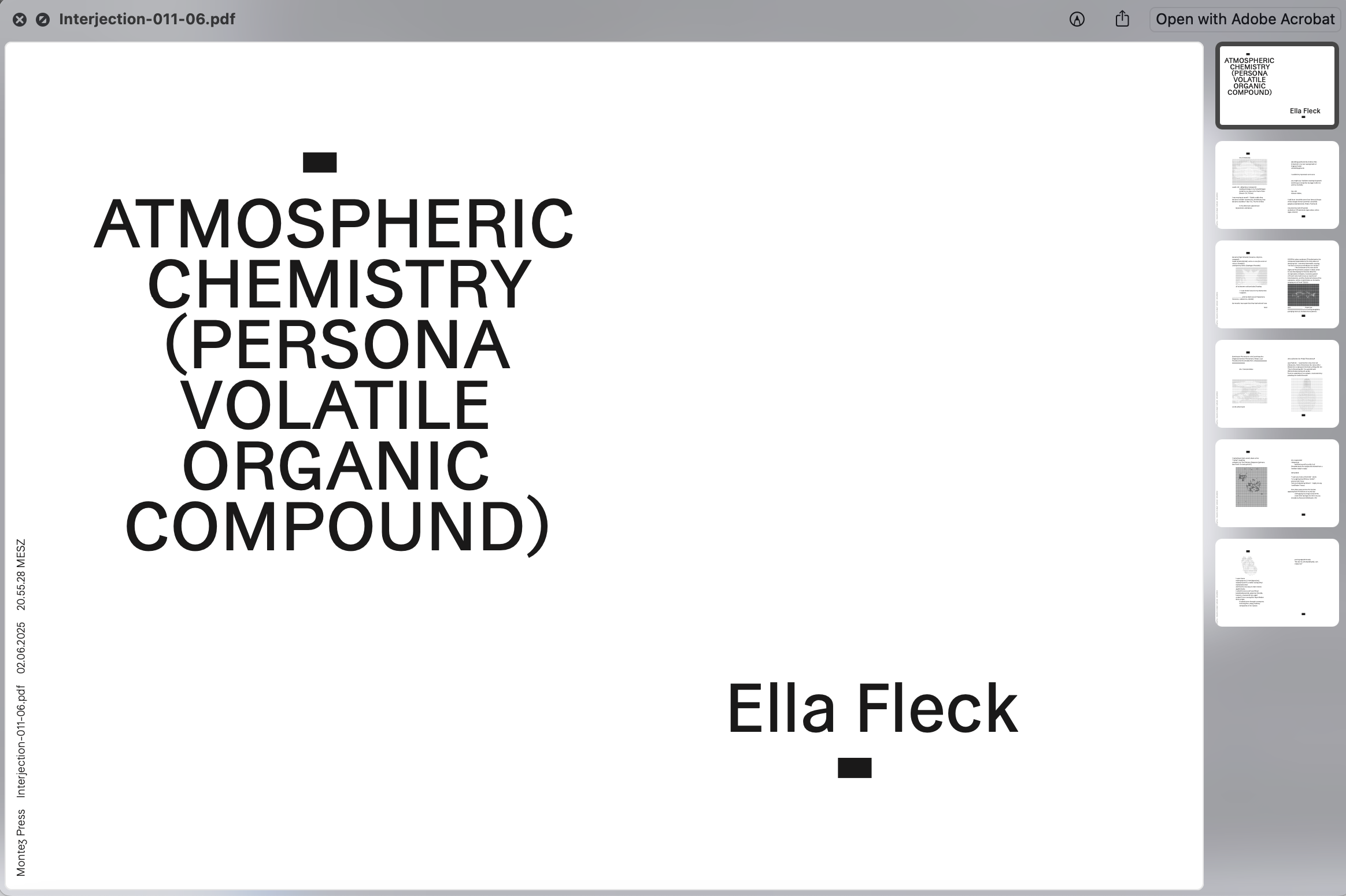 Ella Fleck, Atmospheric Chemistry, Montez Press, thumbnail